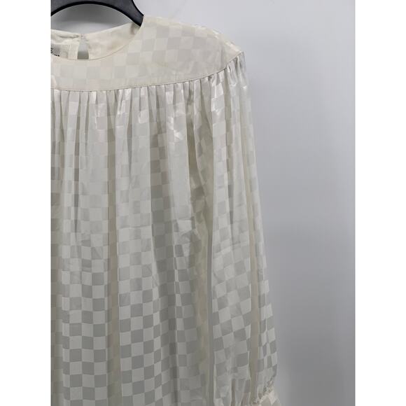 PURE ARGENTI Women's Vintage White Checkered Long Sleeve Midi Dress SZ 8 - Picture 3 of 11